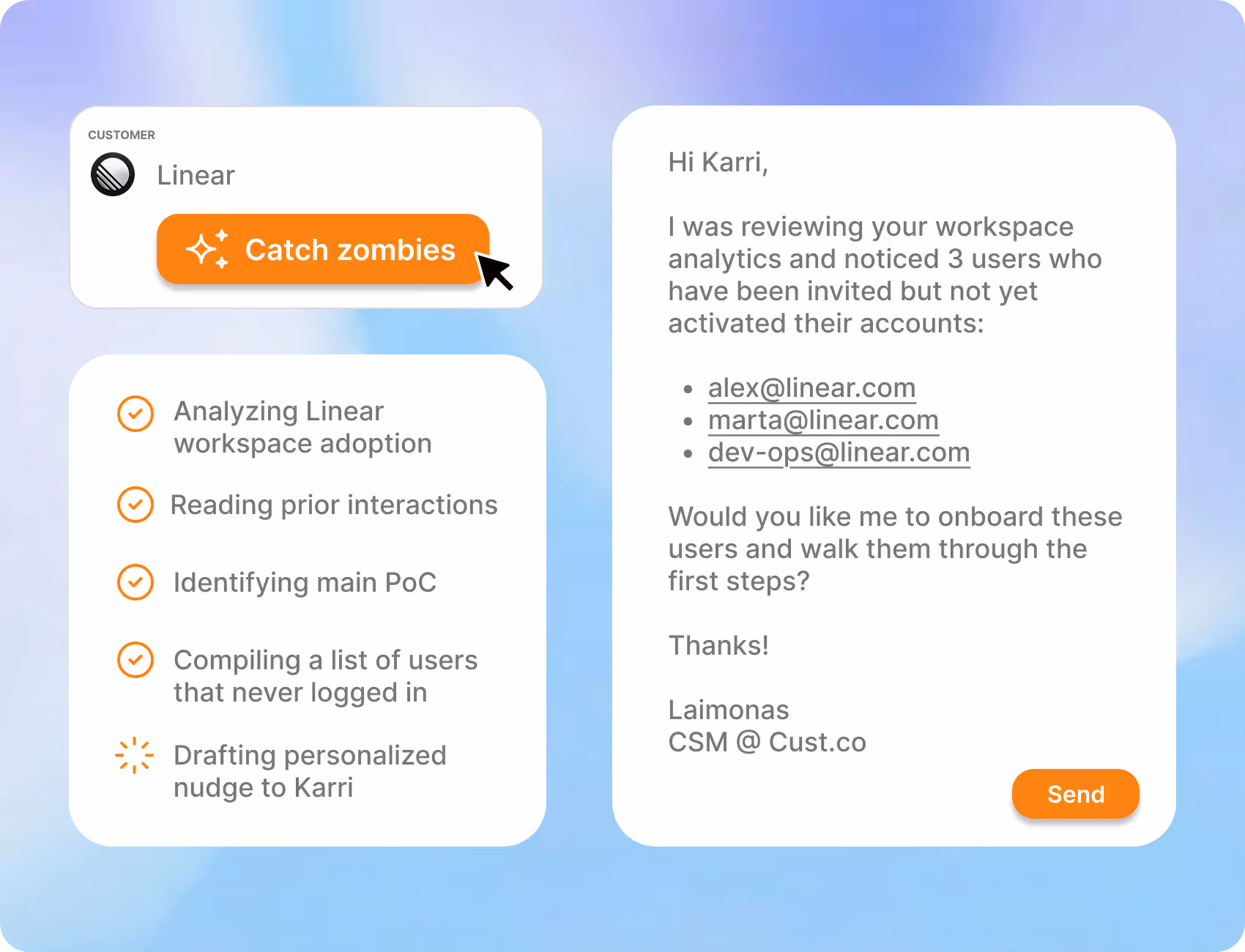 Cust one-click actions