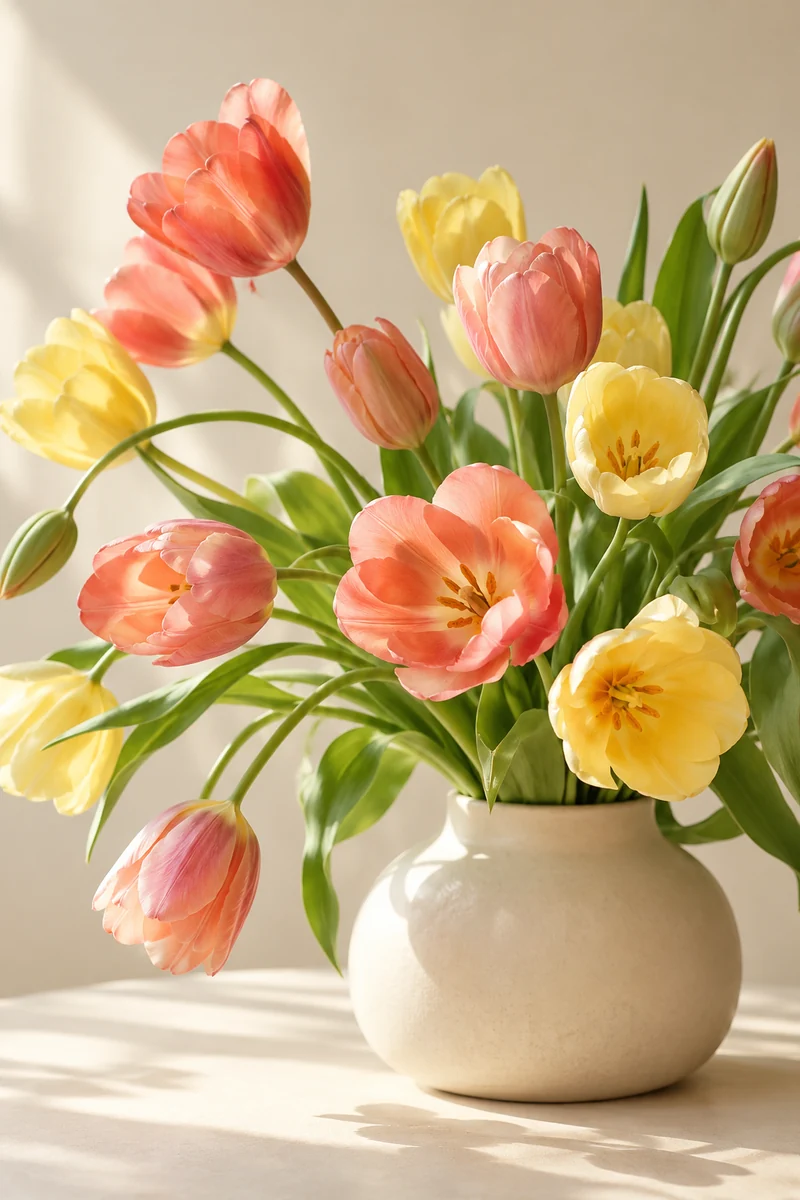 Coral and pink tulips in the campaign editor